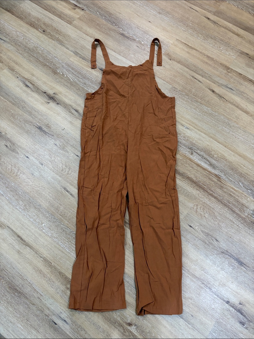 Rust Brown Women's Wide-Leg Overalls - flowy